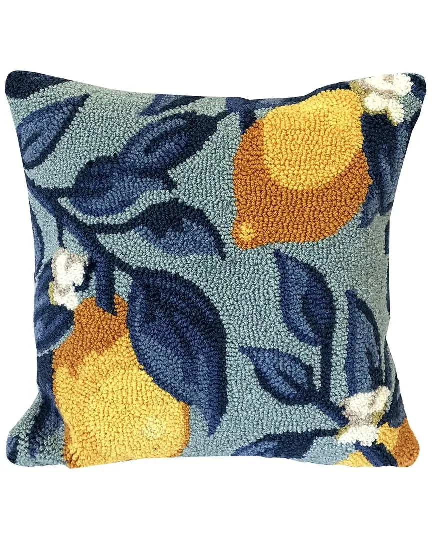 Lemon Vine Indoor/Outdoor Pillow - Blue, Polyester