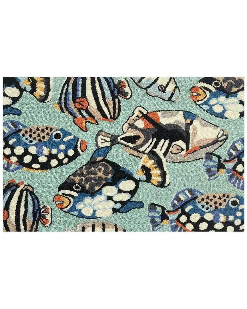 Pattern Fish Toss Indoor/Outdoor Doormat - Blue, Polyester image