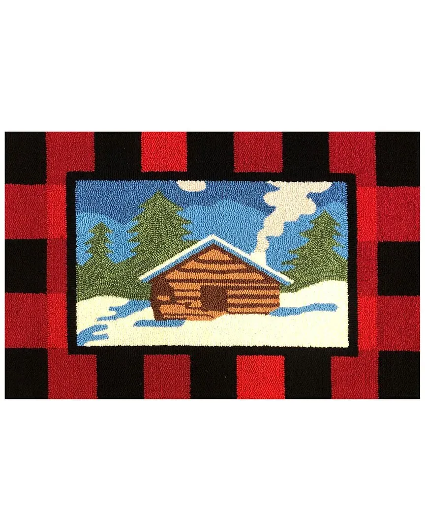 Snowy Cabin Plaid Rug - Red image