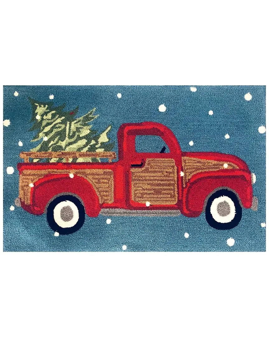 Vintage Holiday Truck 30x48in Doormat - Blue