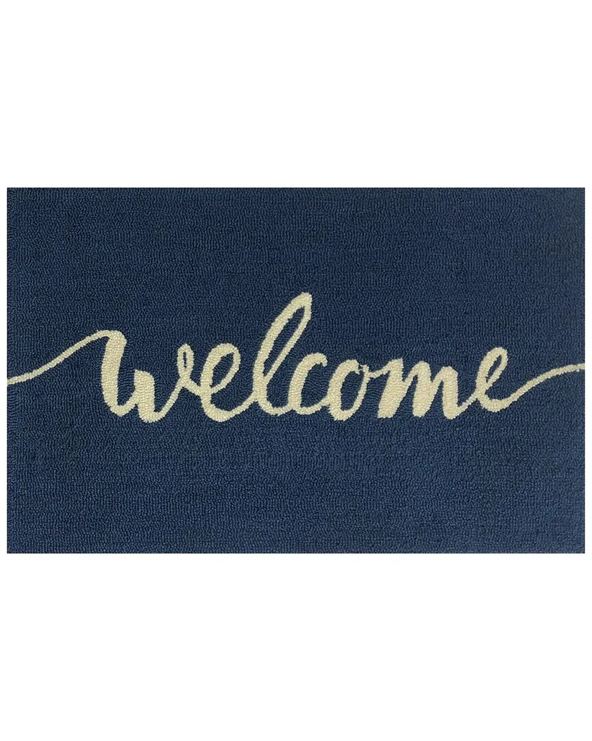 Welcome Script Indoor/Outdoor Doormat - Blue, Polyester image