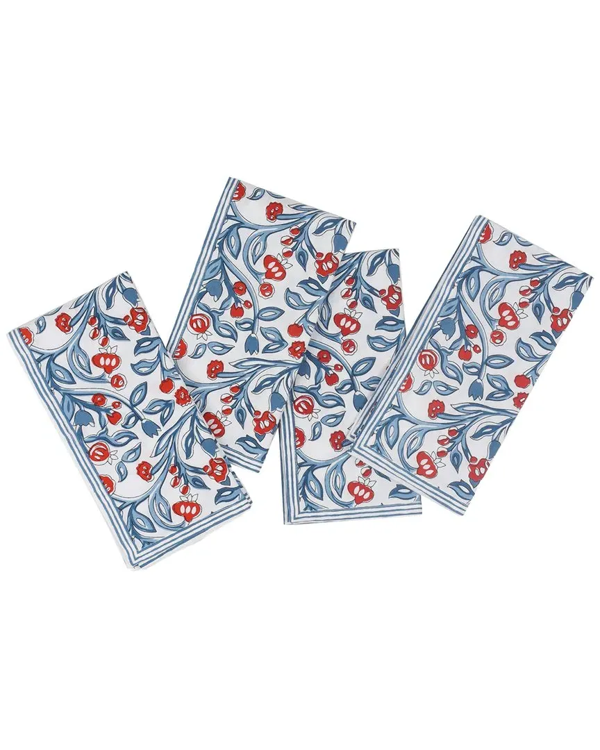 Block Print Napkins Set - Blue, Cotton image