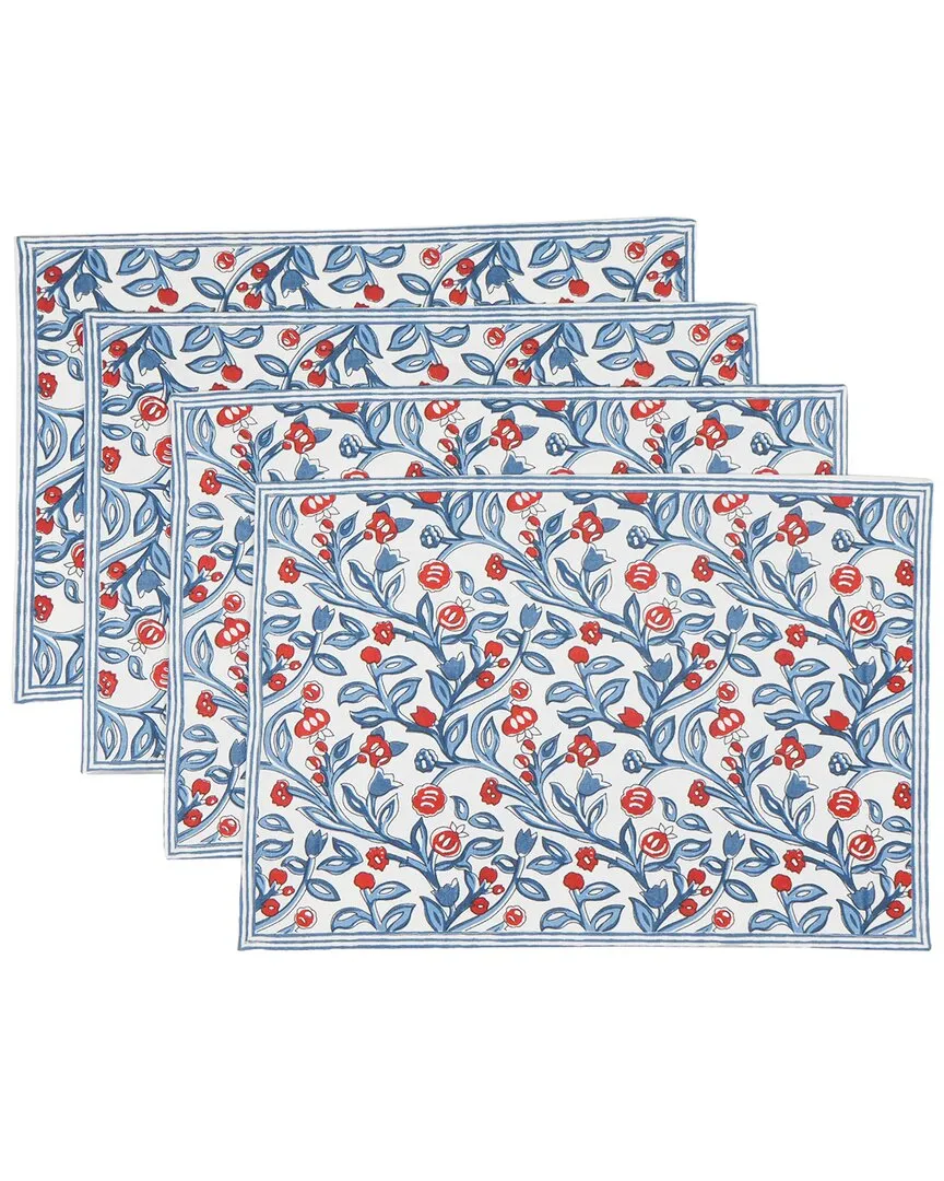 Block Print Placemat Set - Blue, Cotton