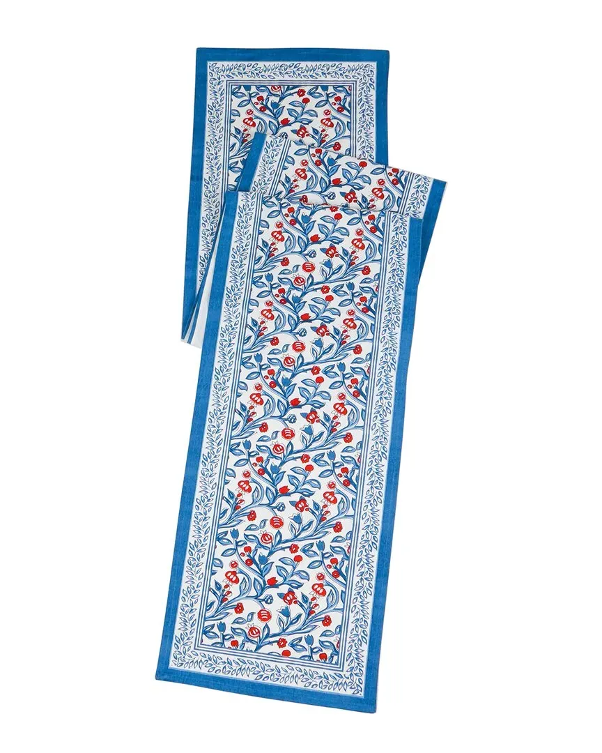 Block Print Table Runner - Blue, Cotton