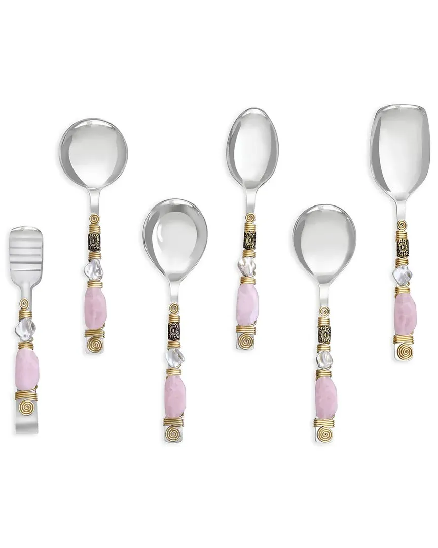 Blushed Serving Spoon Set of 6 - Pink, Stainless Steel image