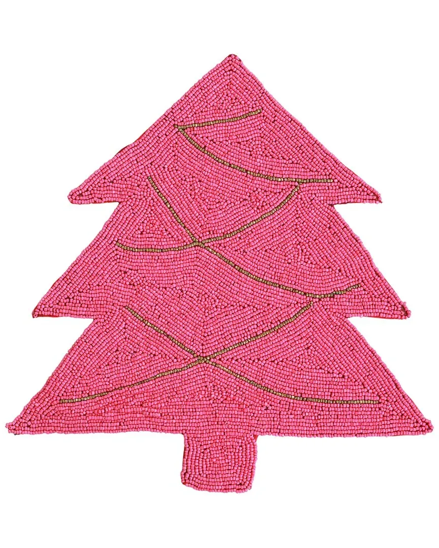 Christmas Tree Beaded Placemat - Pink image