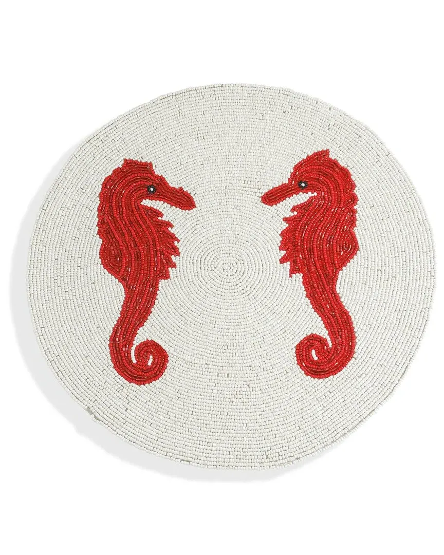 Coral Kiss Beaded Placemat - White image