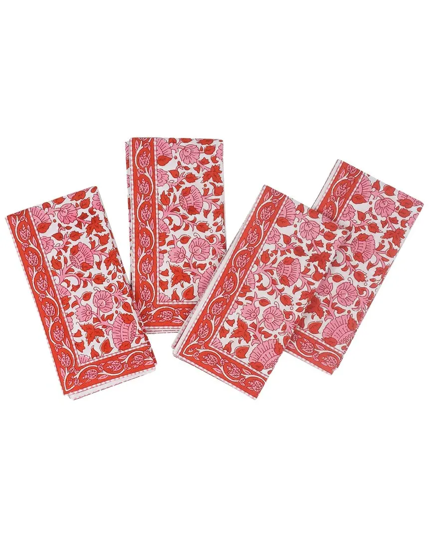 Crimson Infusion Block Print Napkins - Red, Cotton image