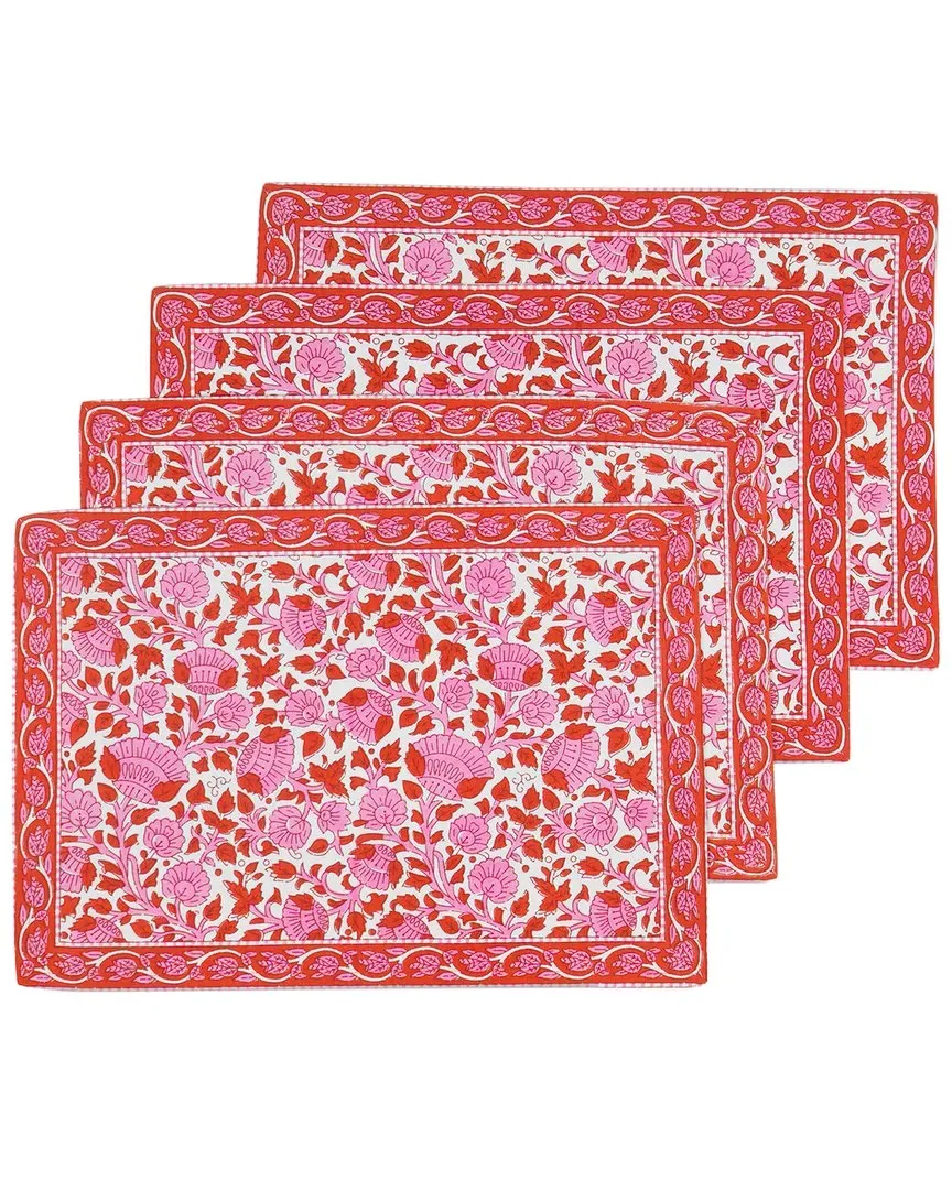 Crimson Infusion Block Print Placemats - Red, Cotton