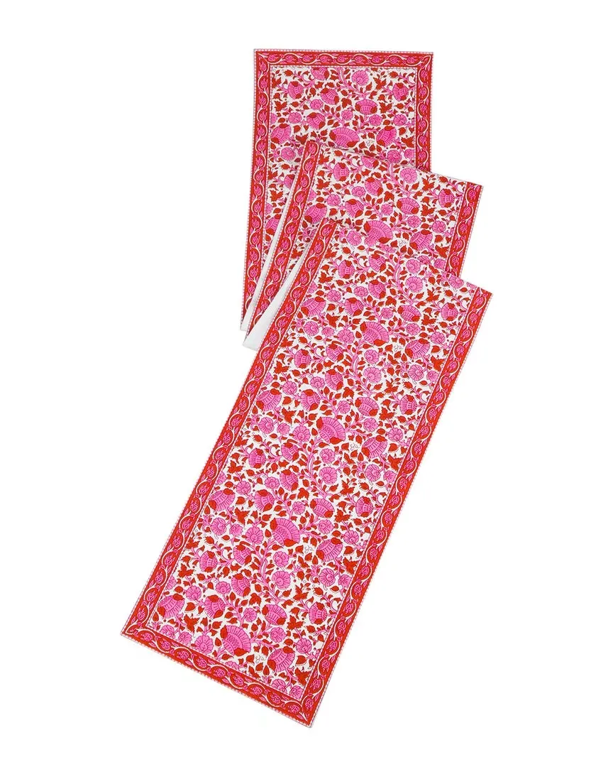 Crimson Infusion Block Print Table Runner - Red, Cotton