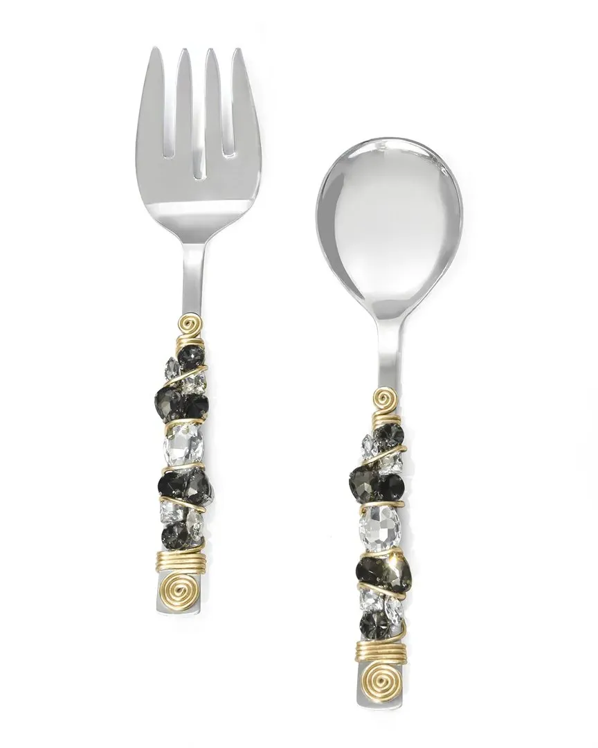 Crystal Radiance Salad Server Set - Black, Stainless Steel image