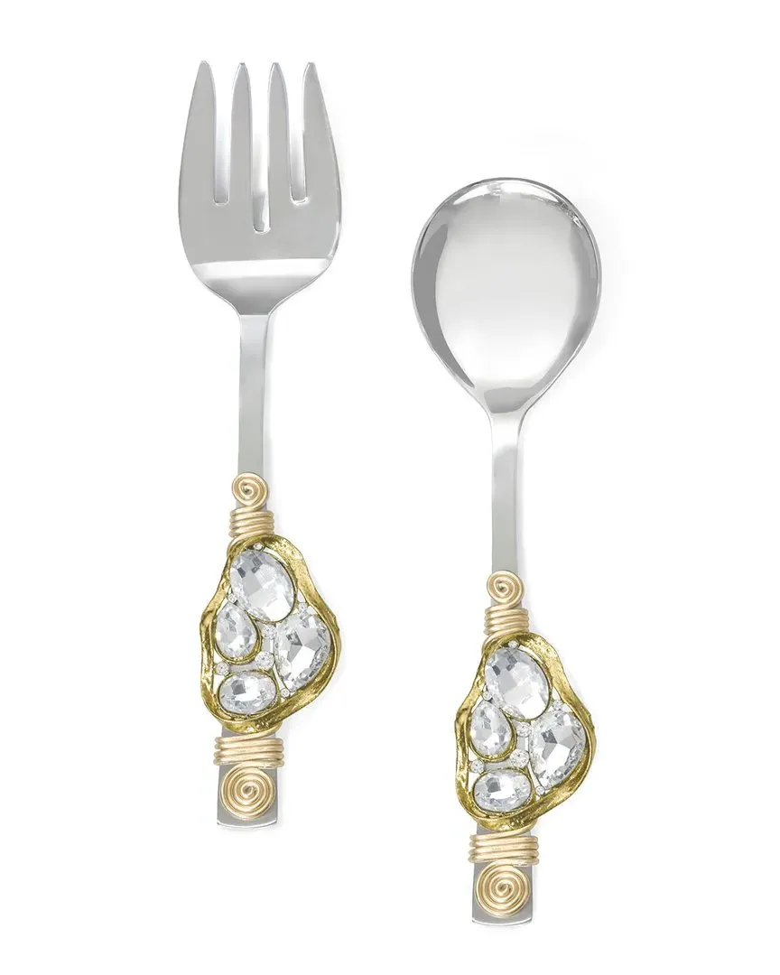 Cumulus Crystal Salad Server Set - Gold, Stainless Steel