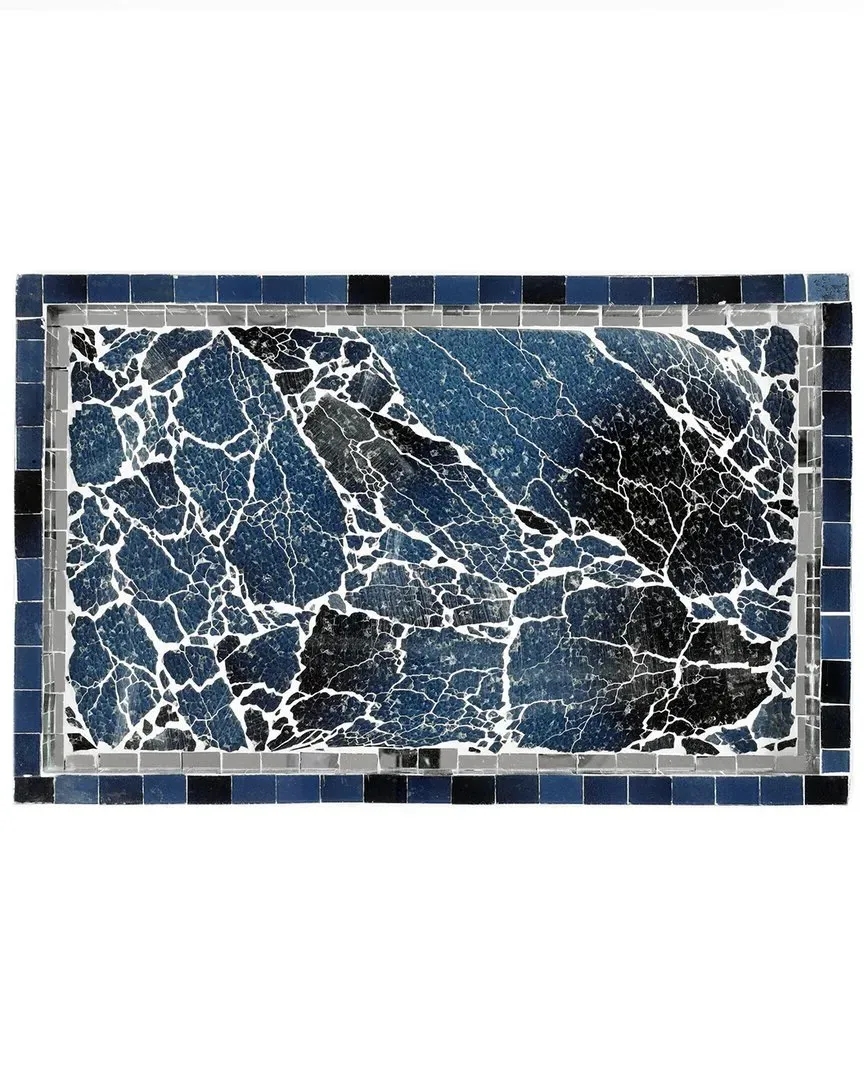 Decorative Accent Tray - Blue, Glass Mosaic image