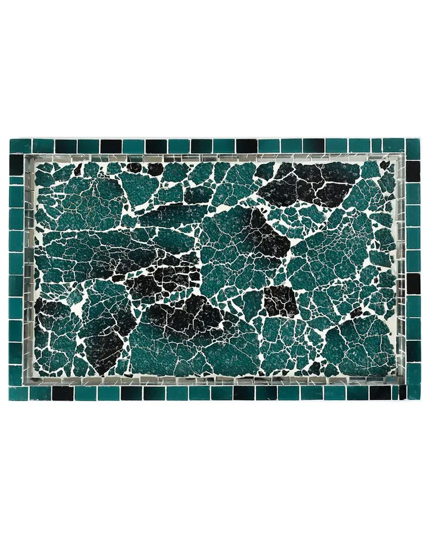 Decorative Accent Tray - Blue/Green, Glass Mosaic