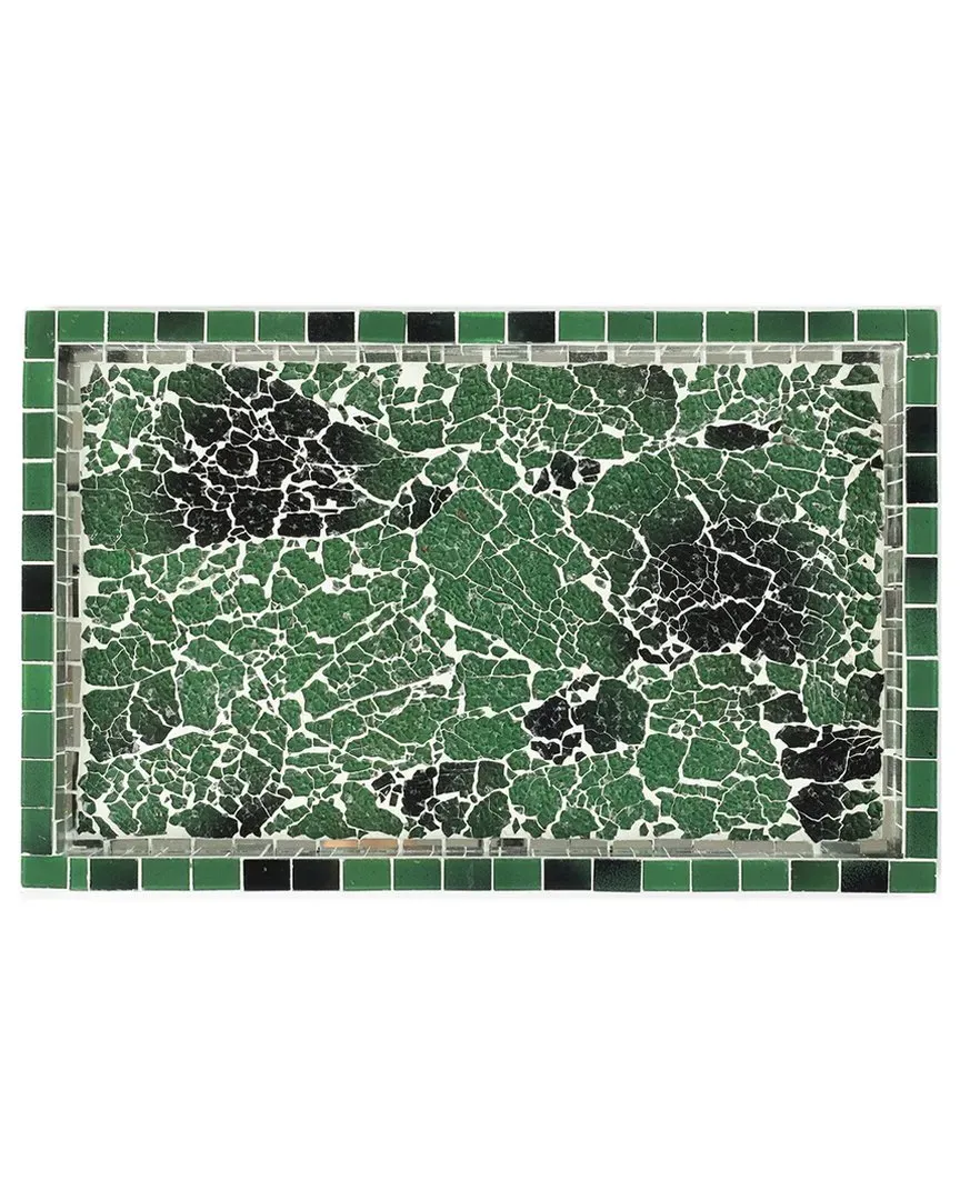 Decorative Accent Tray - Green, Glass Mosaic