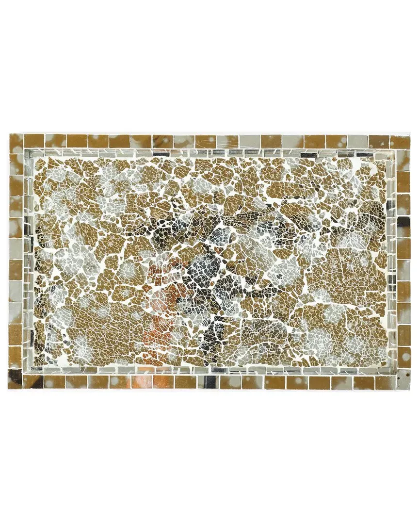 Decorative Accent Tray - Ivory/Gold, Glass Mosaic