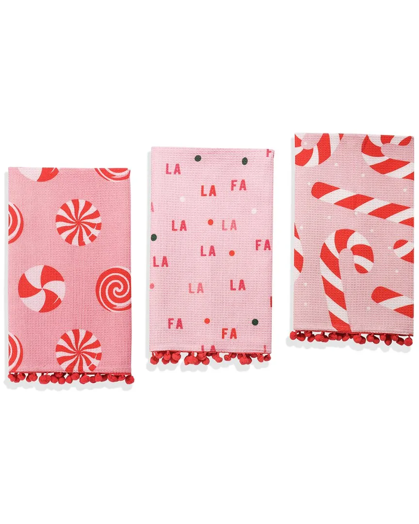 Fa La La Christmas Kitchen Towel Set - Pink, Cotton image