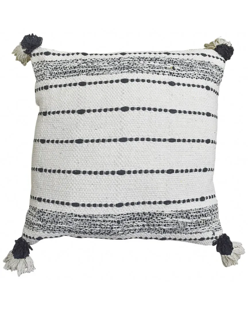 Flatweave Handwoven Cushion - Black, Cotton