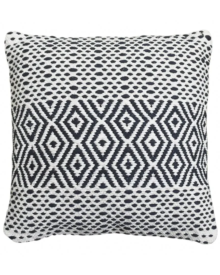 Flatweave Handwoven Cushion - Black, Cotton