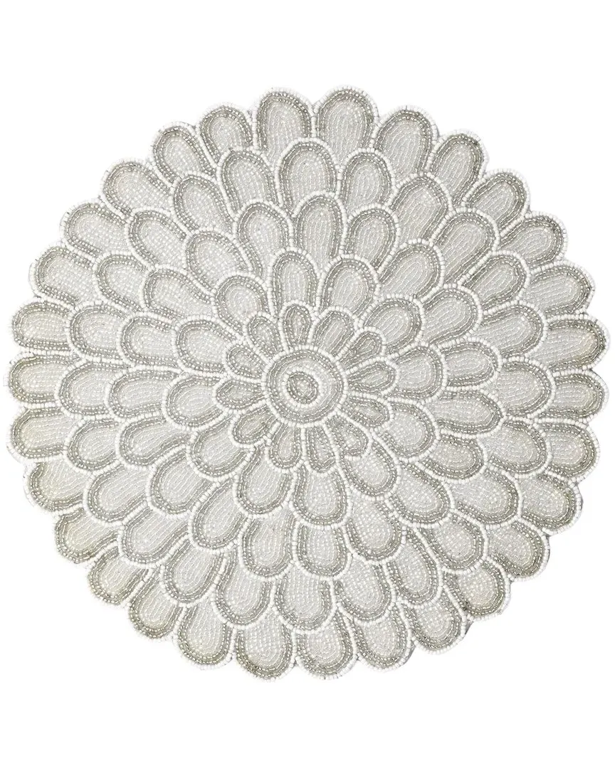 Floral Beaded Placemat - Ivory, Glass Beads