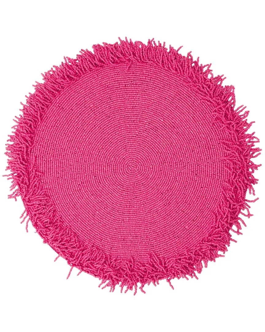 Fringe Beaded Placemat - Pink image