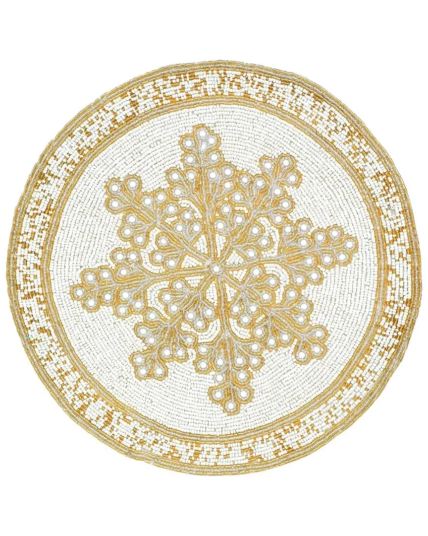 Gilded Snowflake Round Placemat - Gold, Glass Beads image