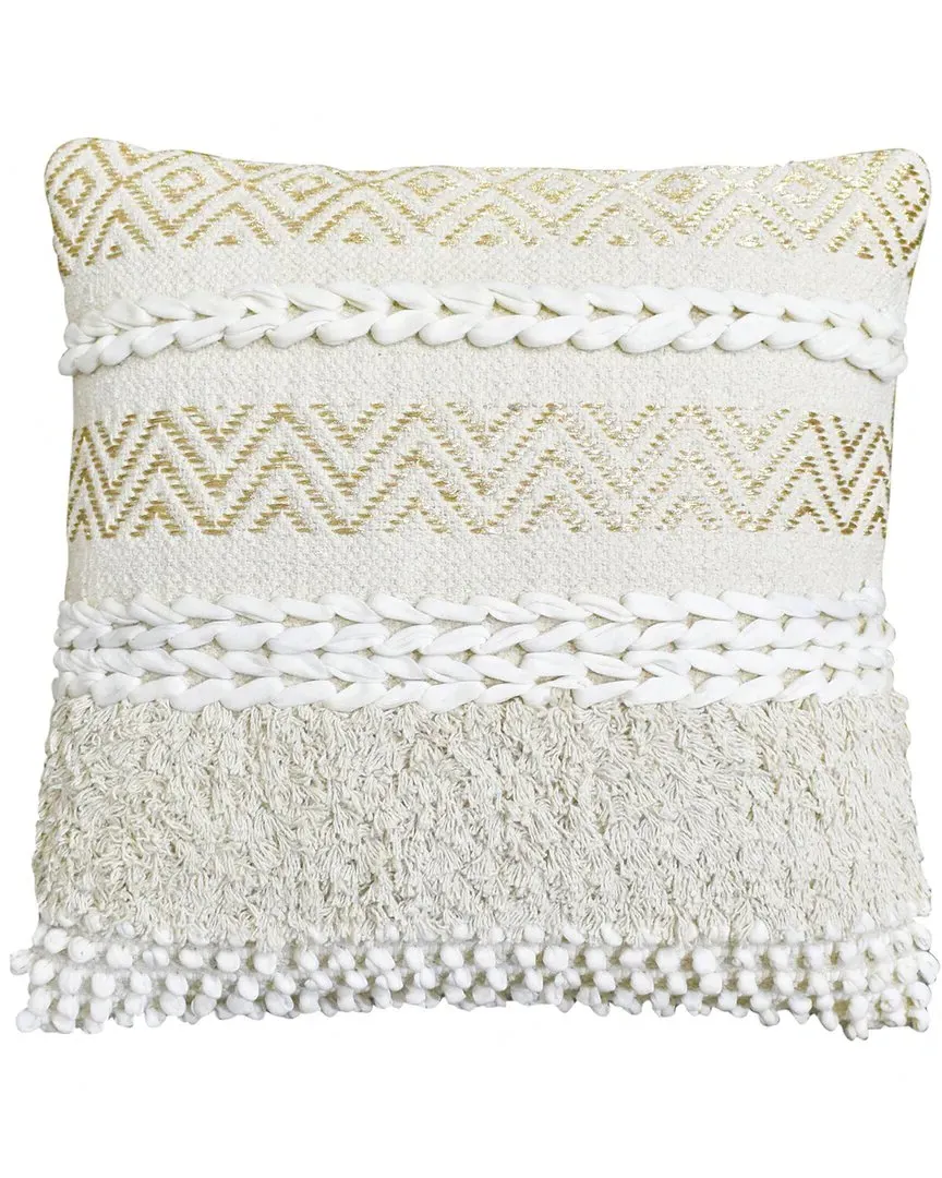 Handwoven Cotton Polyfilled Cushion - White