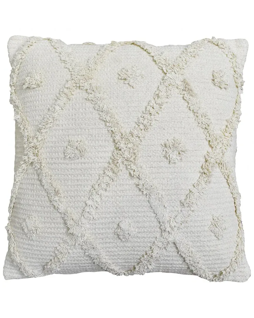 Handwoven Cotton Tufted Polyfilled Cushion - Cream