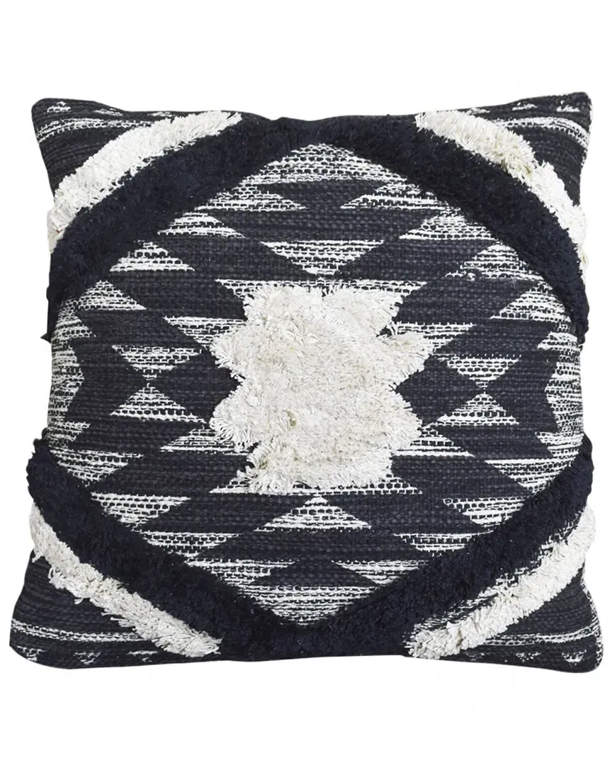 Handwoven Tufted Cushion - Black, Cotton image