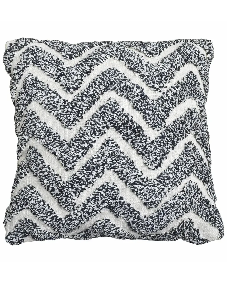 Handwoven Tufted Cushion - Black, Cotton