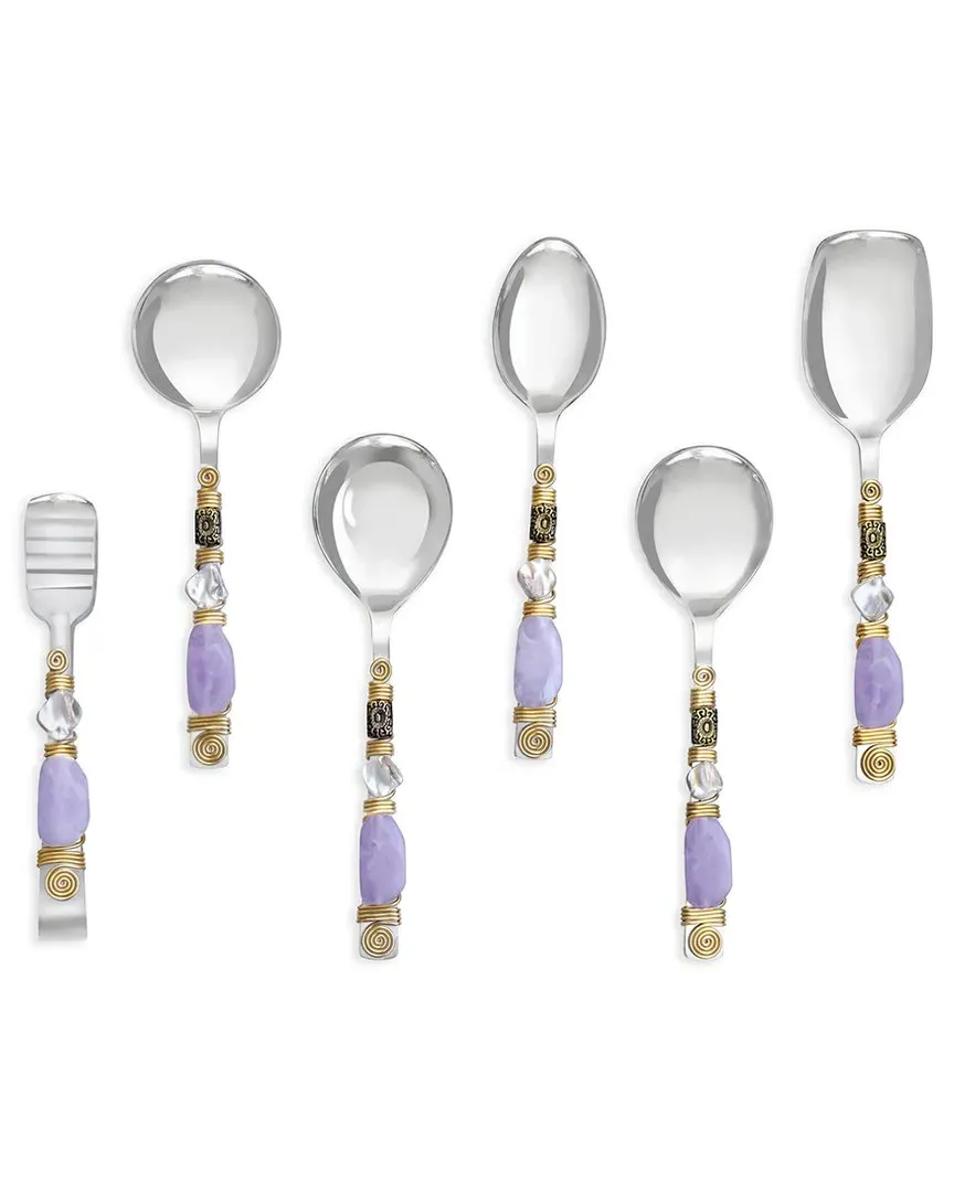 Lilac Serving Spoon Set of 6 - Purple, Stainless Steel