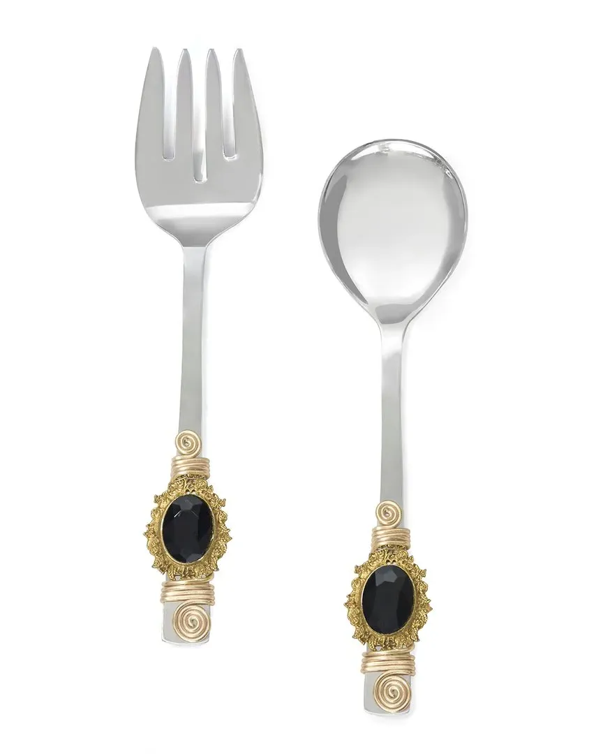 Midnight Salad Server Set - Black, Stainless Steel image