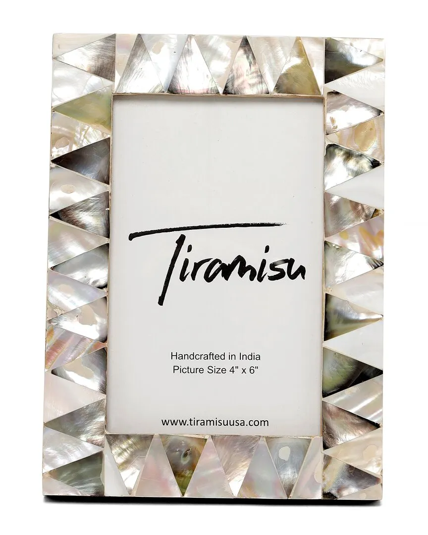 Mother of Pearl Picture Frame Half Diamond Pattern - Ivory