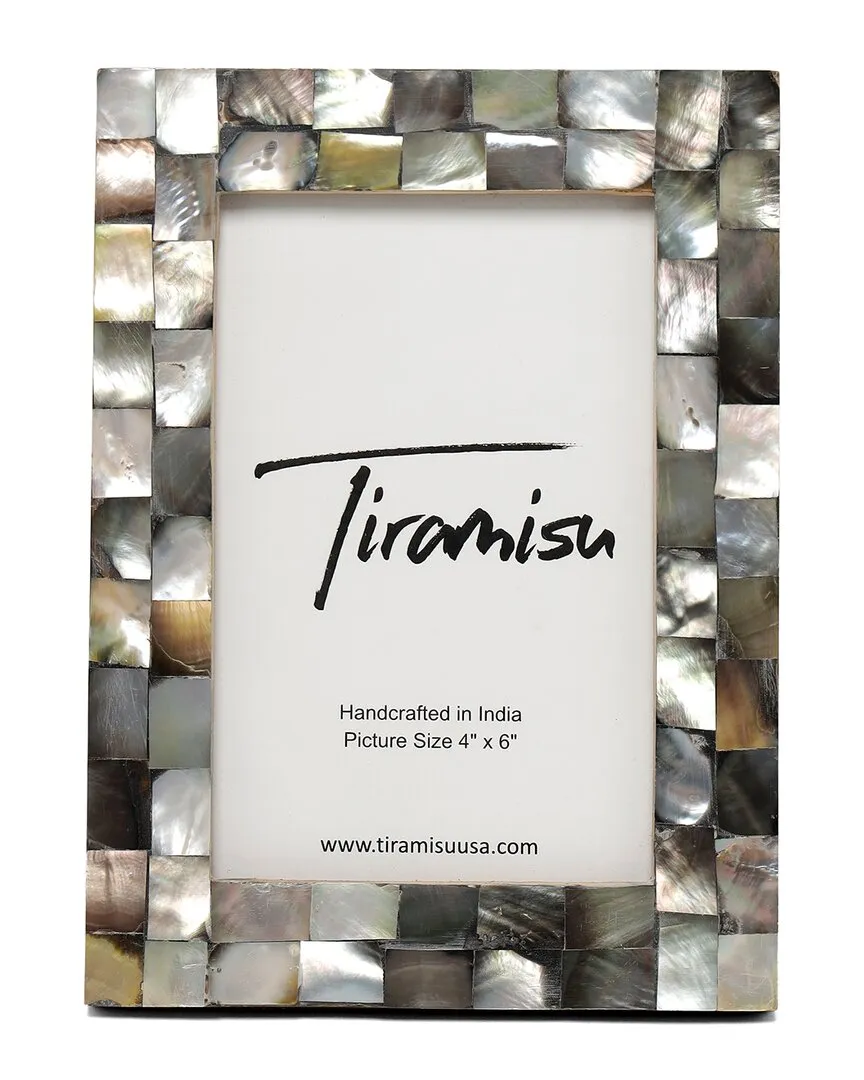 Mother of Pearl Picture Frame Stack Bond Pattern - Grey