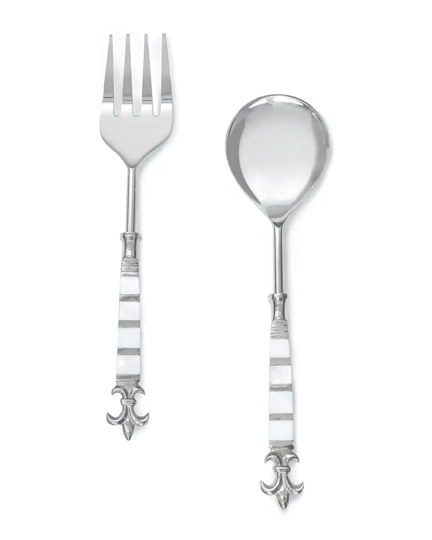 Pearlescent Salad Server Set - Ivory, Stainless Steel