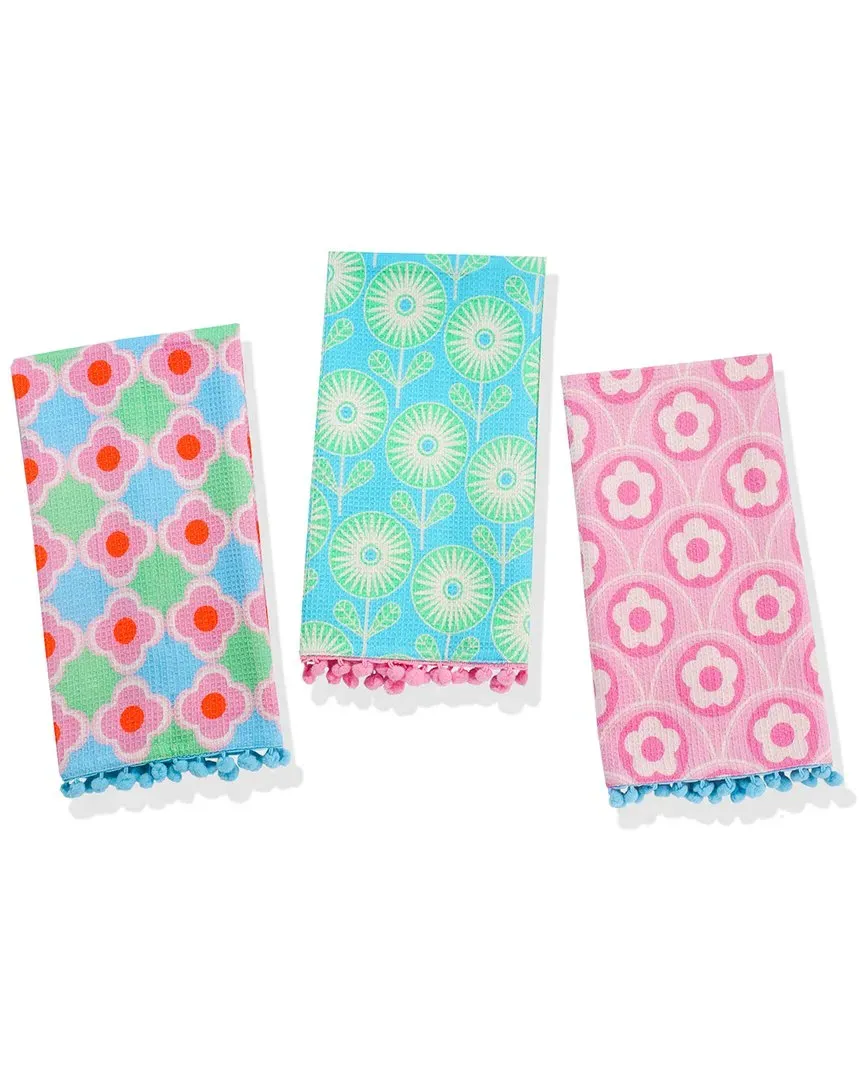 Retro Pop Floral Kitchen Towel Set - Multi-Color, Cotton image
