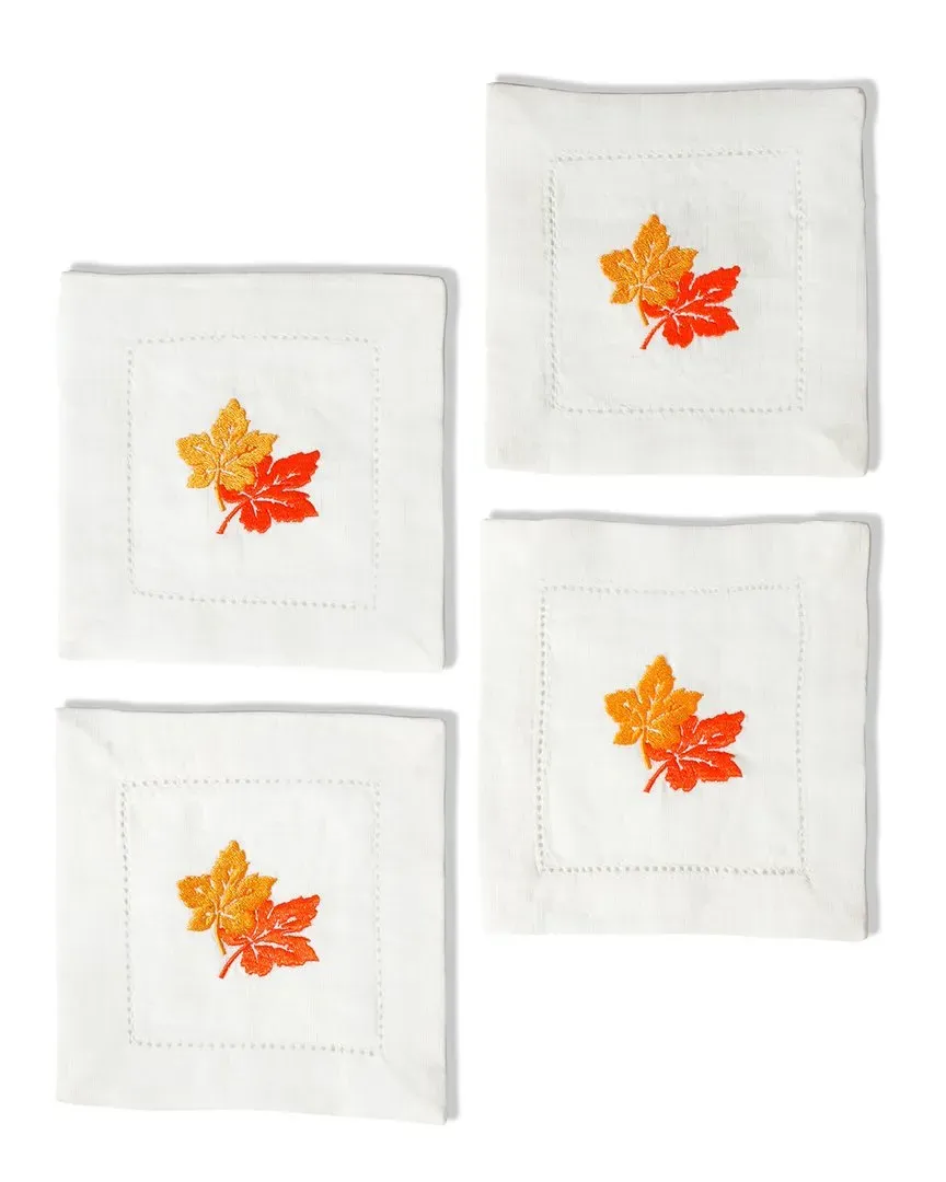 Set of 4 Golden Harvest Cocktail Napkins - Orange, Linen image