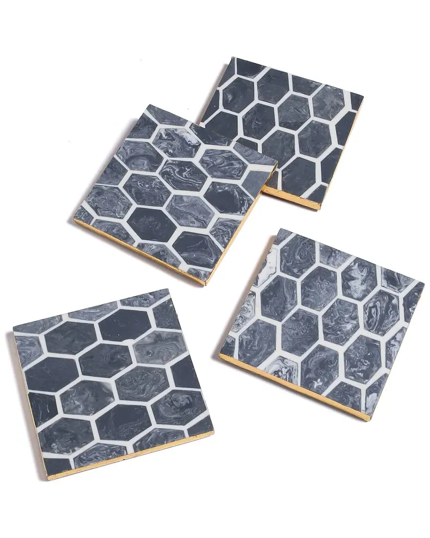 Set of 4 Resin Coasters - Grey