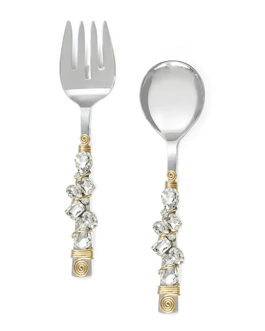 Snow Melt Salad Server Set - White, Stainless Steel