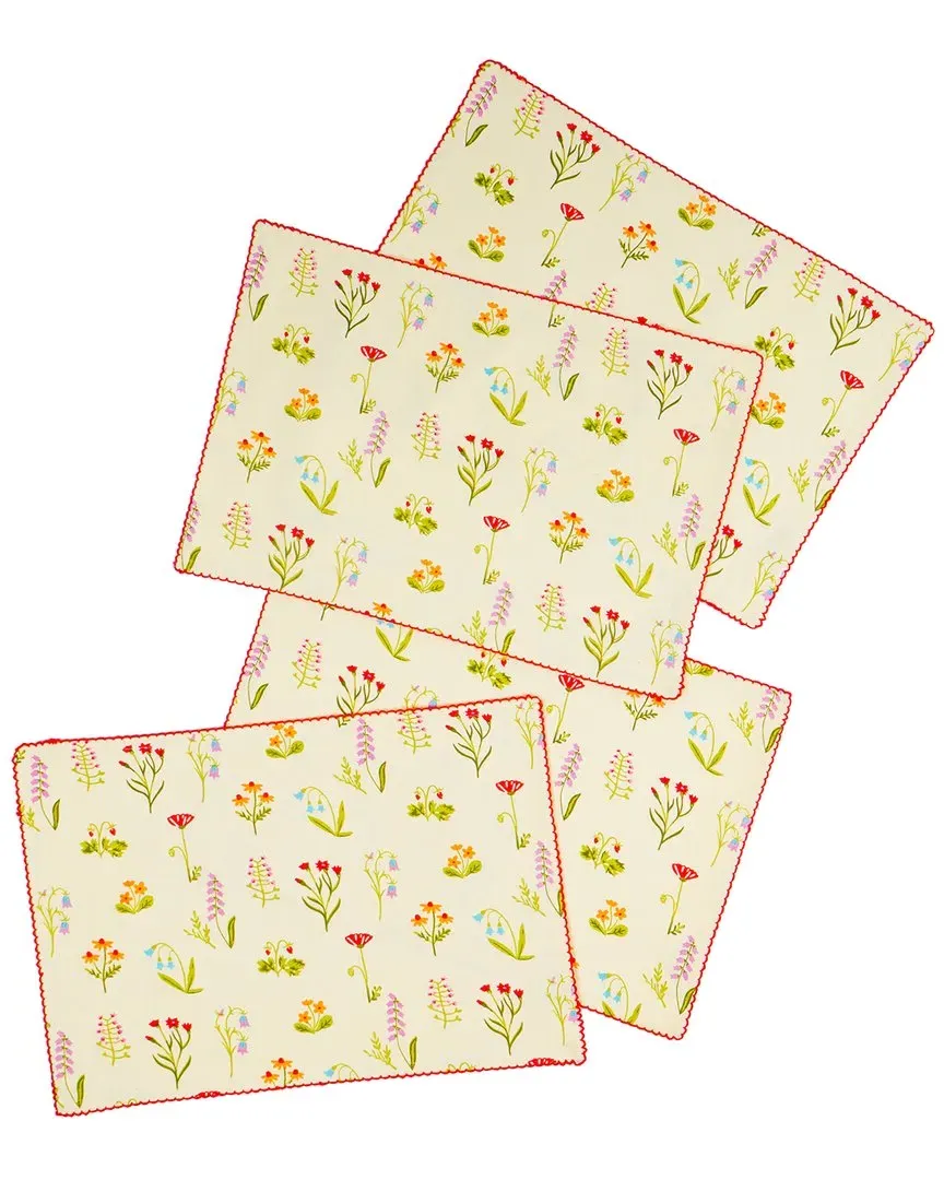 Spring Palette Block Print Placemats Set - Multicolor, Cotton image