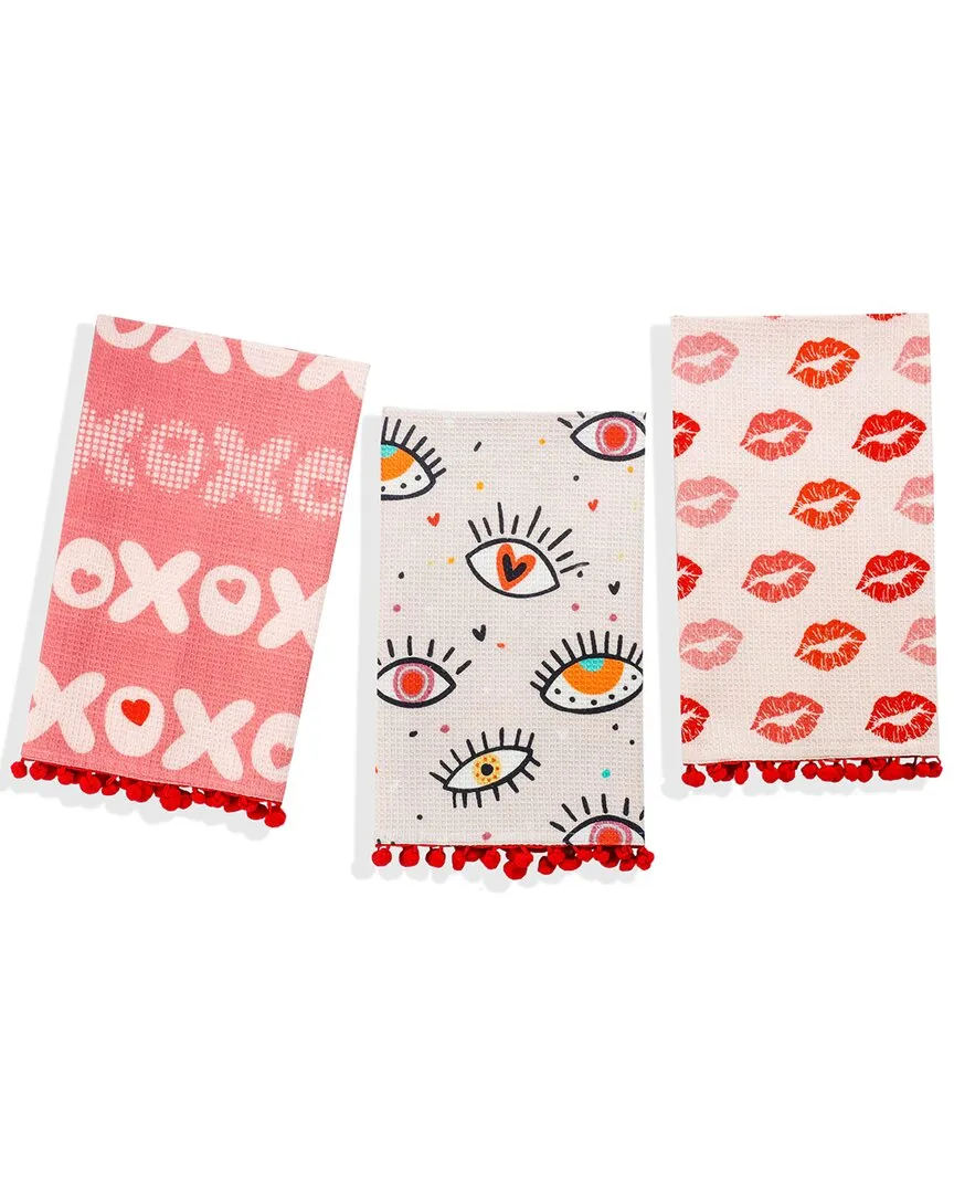 XOXO Romance Kitchen Towel Set - Pink, Cotton