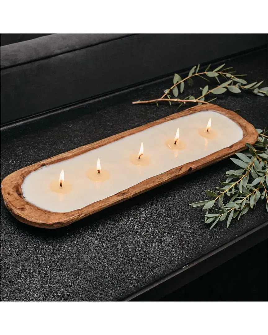 Woodland Chateau 5-Wick Hand Carved Dough Bowl Candle - Natural