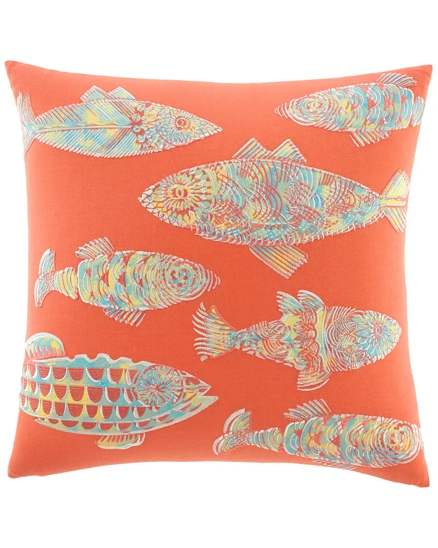 Batic Fish Square Pillow - Ochre, Cotton image