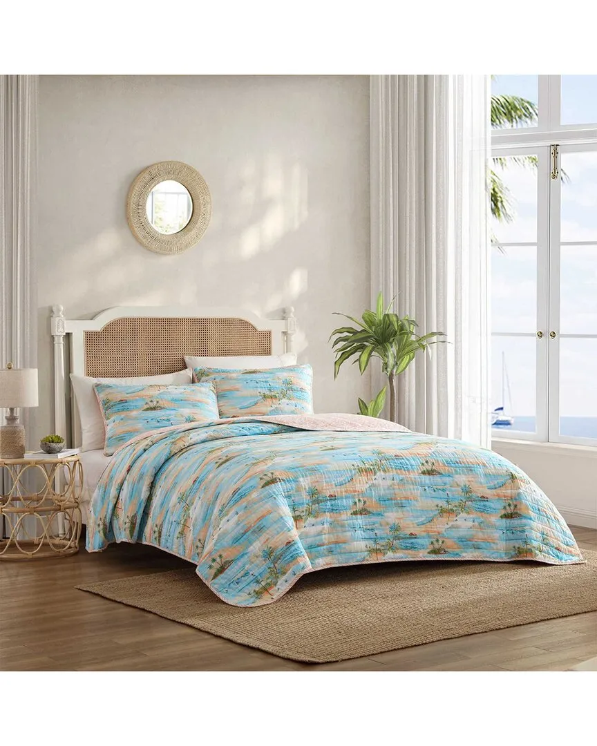 Bon Voyage Reversible Quilt Set - Blue, Cotton
