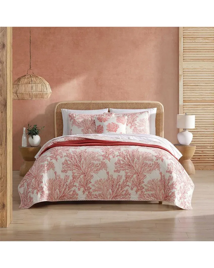 Coral Garden Reversible Quilt Set - Rose Coral image