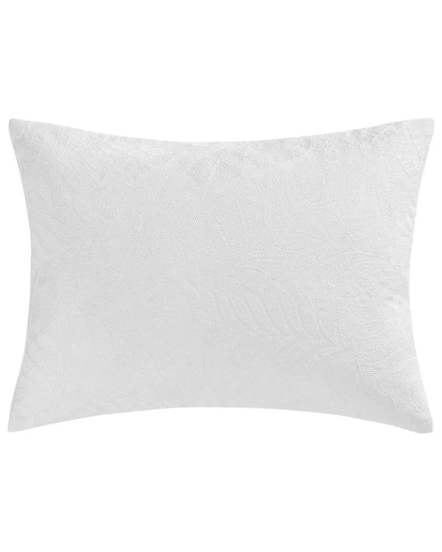 Island Estate Embroidered Leaf Canvas Decorative Pillow - White