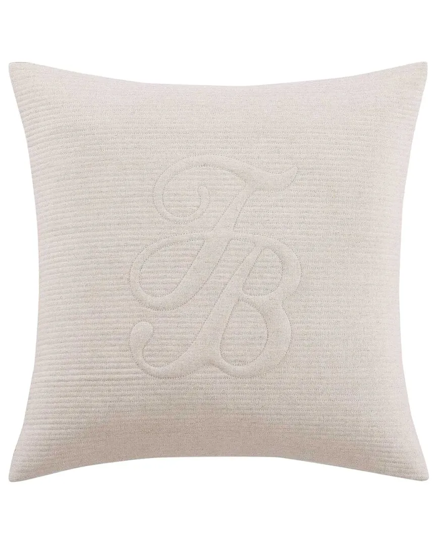 Island Estate Quilted Logo Decorative Pillow - Beige, Linen