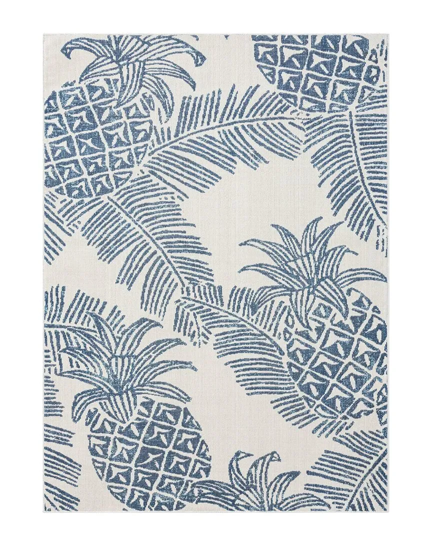 Malibu Pineapple Coastal Indoor/Outdoor Rug - Navy image