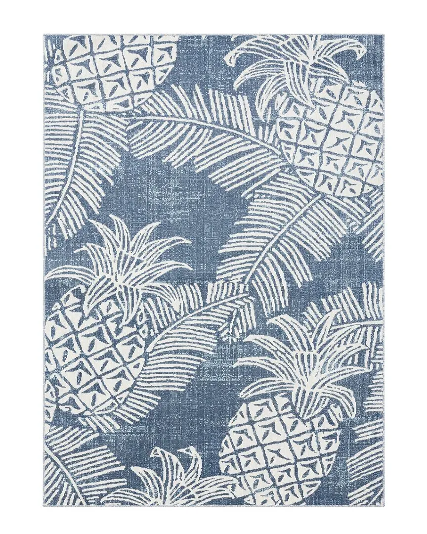 Malibu Pineapple Indoor/Outdoor Rug - Navy, Polypropylene image
