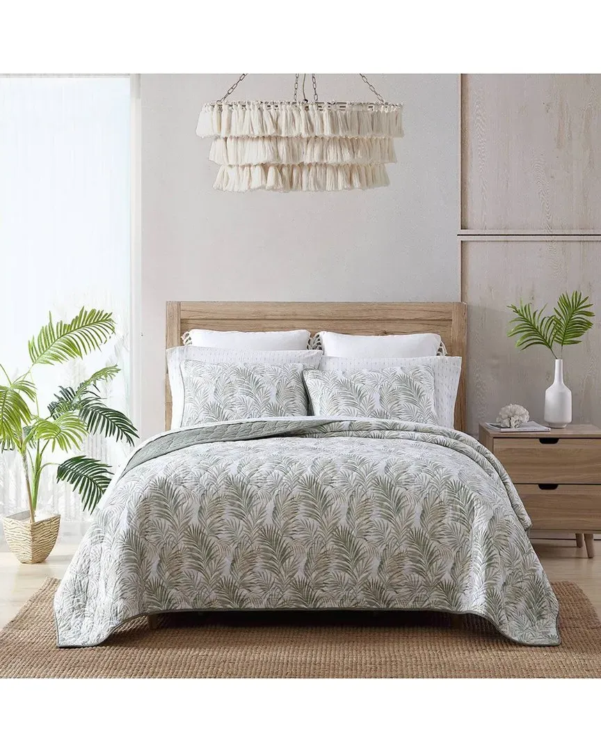Maui Palm Reversible Quilt Set - Green, Cotton